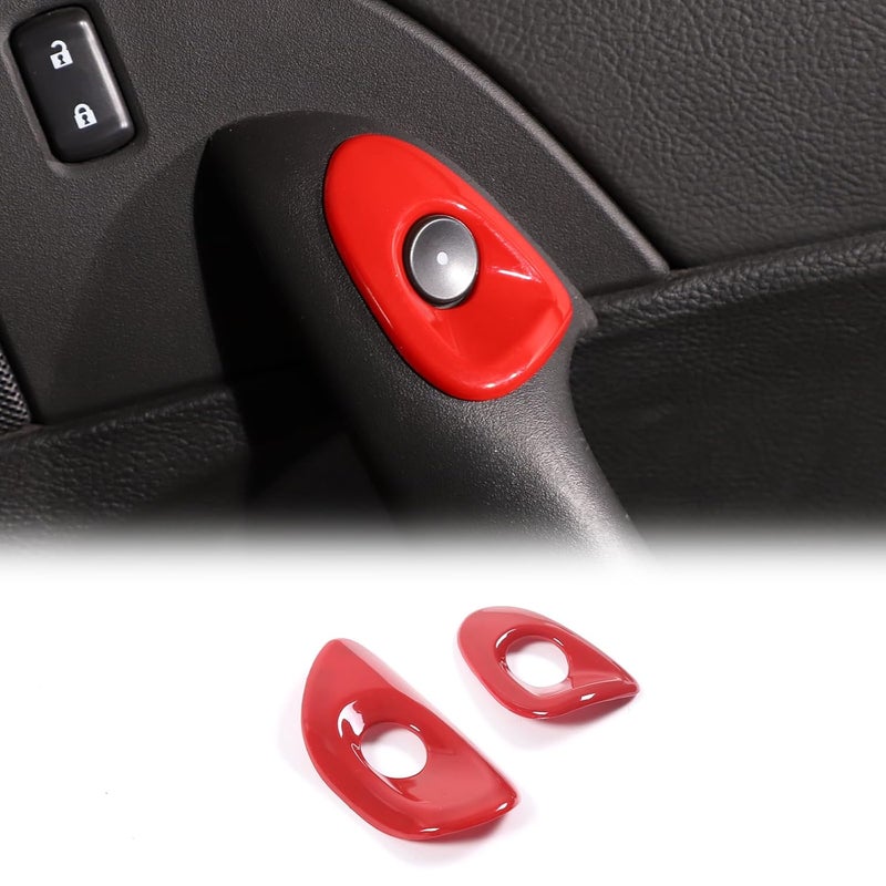 Moittellc Car Door Switch Cover Trim Compatible with Chevy Corvette C6 2005-2013, Interior Door Release Bezel Switch Button Trim Accessories (Sports red) - Image 1